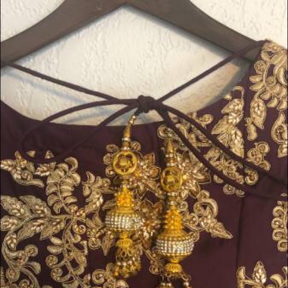 Gorgeous royal purple and gold embroidered gown - Picture 5 of 5